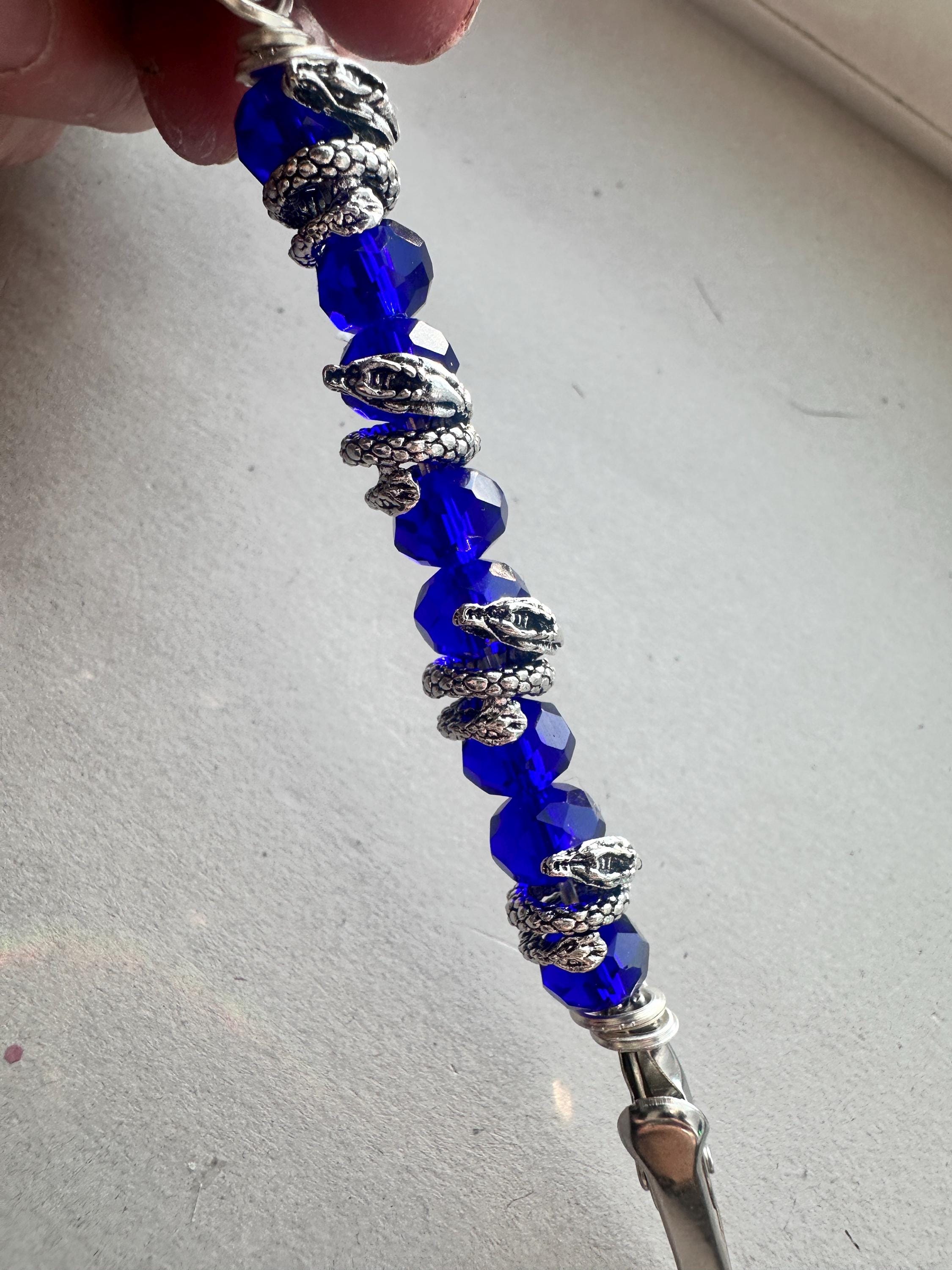 Atm card clip ,Blue Crystal Snake Card Grabber, Long Nail Helper Tool, Beaded Debit Card Puller