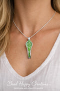Spoon Upcycled Necklace Sweet Pea Pod – Crystal Garden Pod Pendant – Upcycled Silverware Jewelry