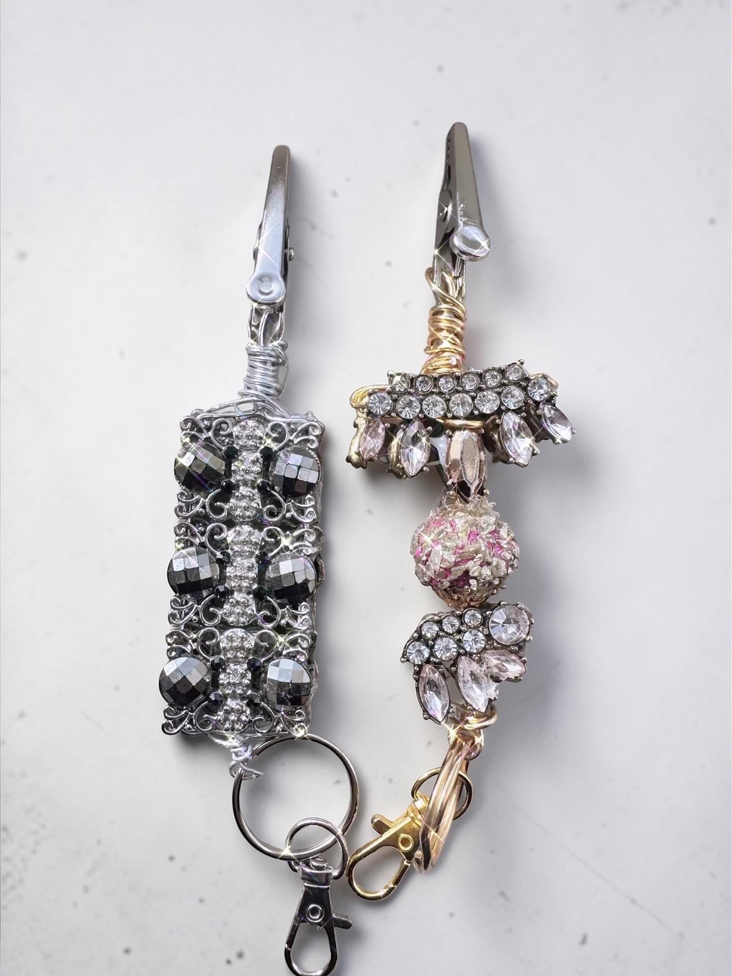 Upcycled Vintage Jewelry ATM Card Clip – wire wrapped Handmade Crystal Bracelet Helper