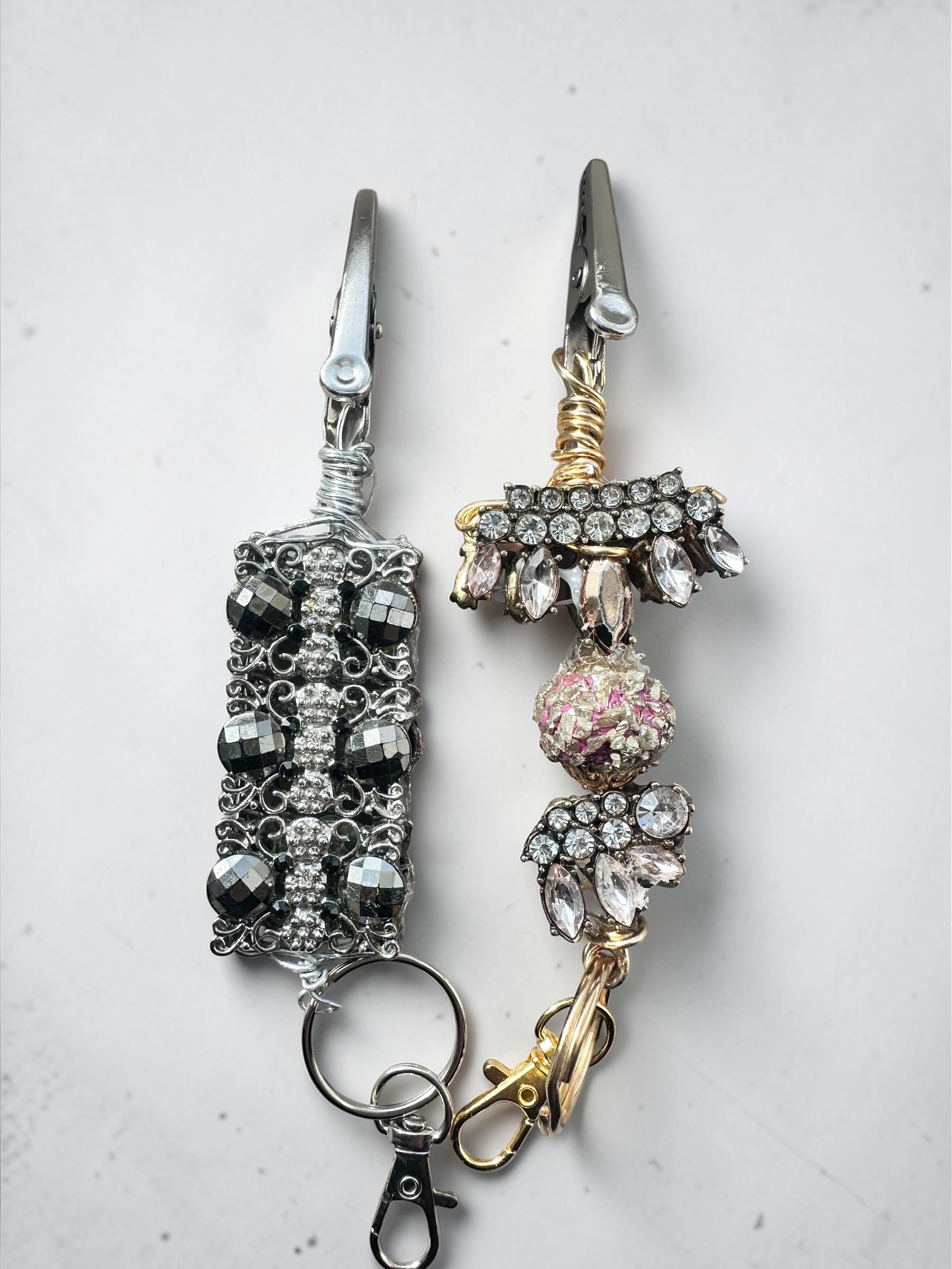 Upcycled Vintage Jewelry ATM Card Clip – wire wrapped Handmade Crystal Bracelet Helper