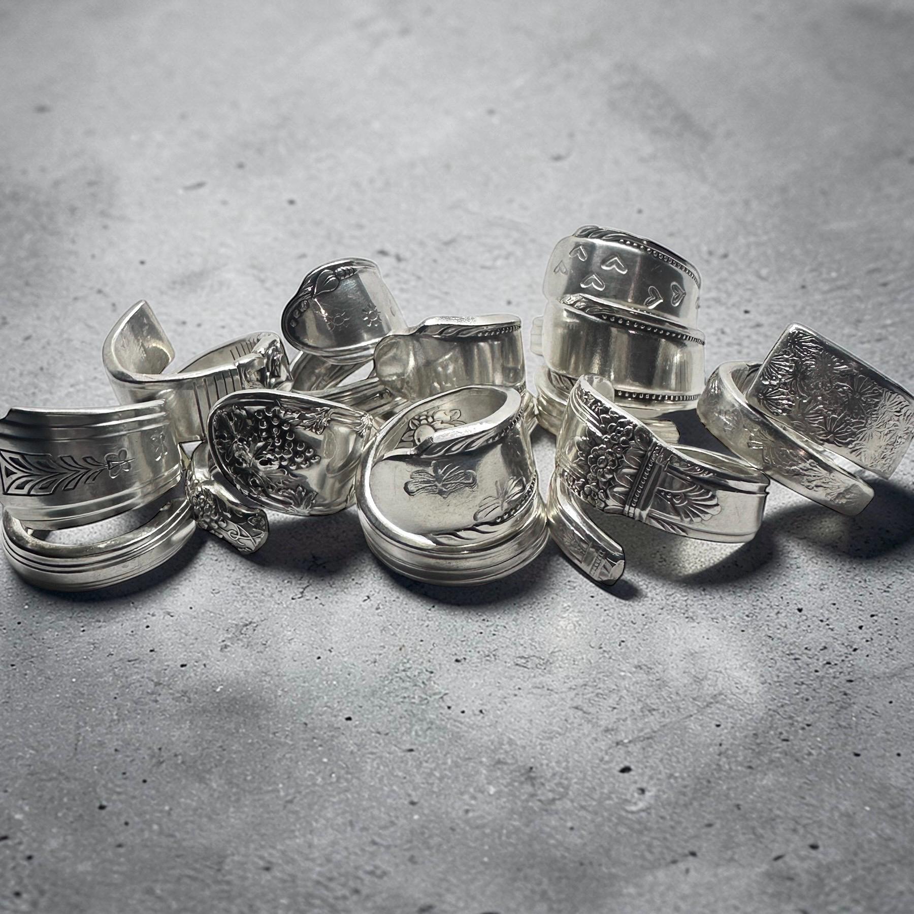 Mystery Spoon Rings – Vintage Silver Plated , bundle options