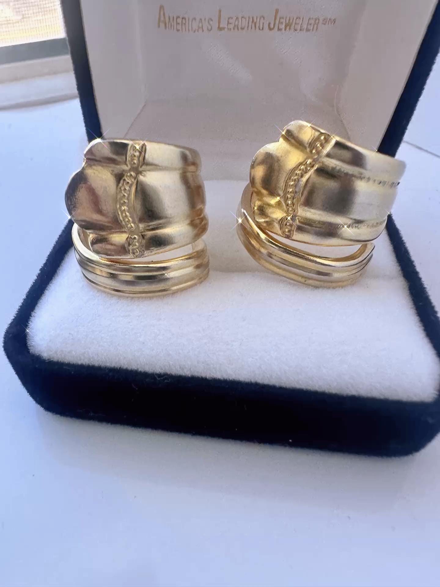 Gold Spoon Ring – Vintage Inspired Wrap Band with Crystal Accent