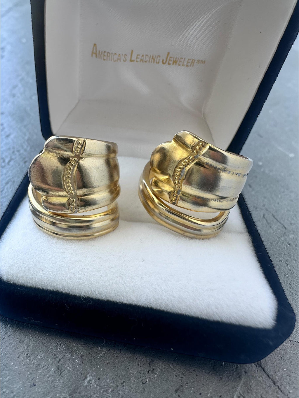 Gold Spoon Ring – Vintage Inspired Wrap Band with Crystal Accent