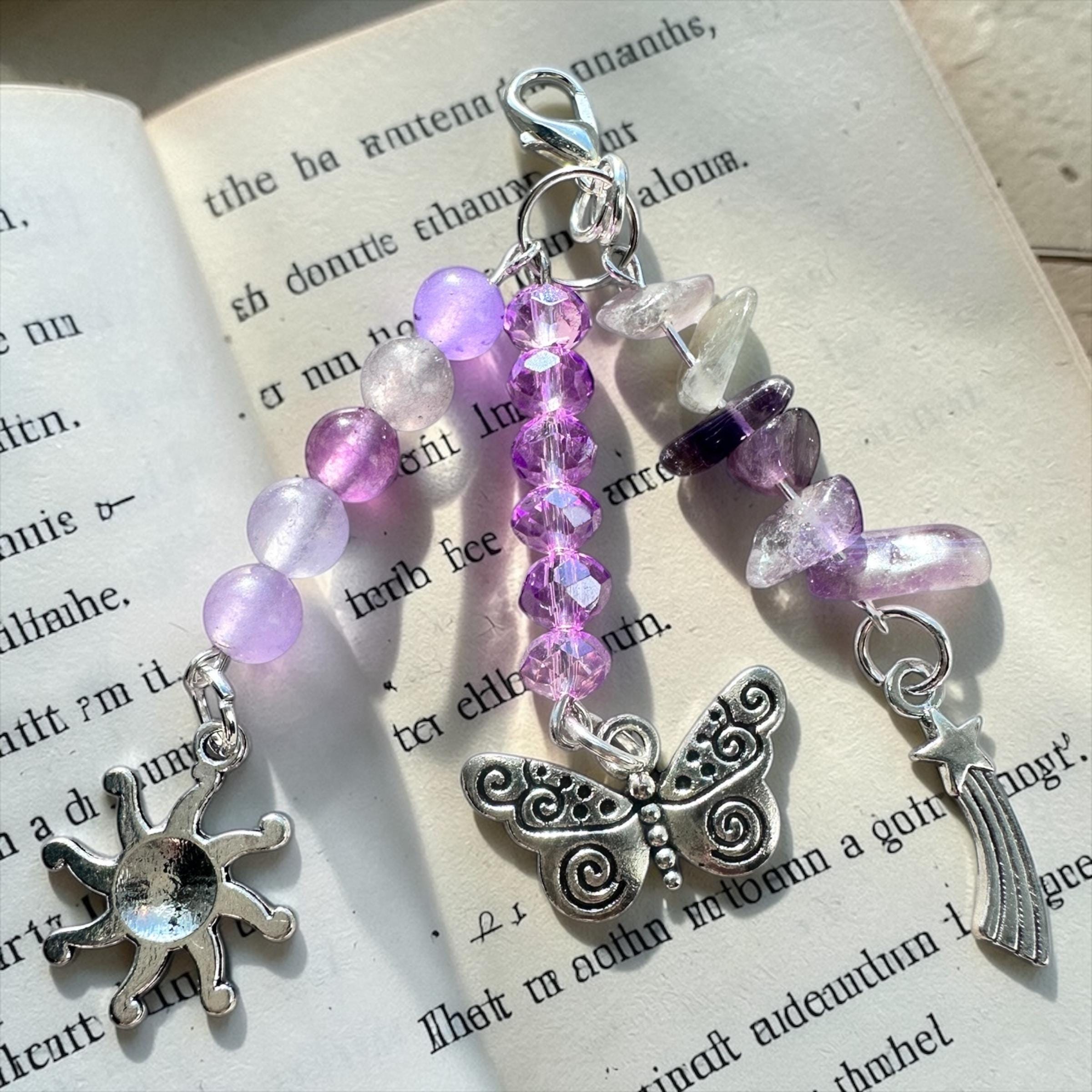 Beaded Journal Charm Dangles | Crystal Notebook Accessories, Planner Clip Charms