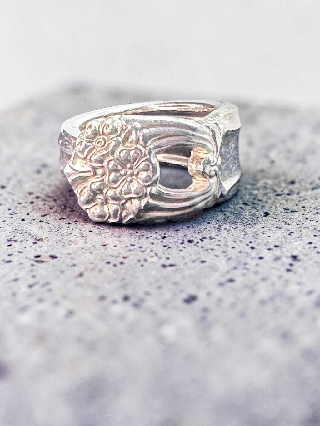 Eternally Yours Spoon Ring – Vintage Silver Plated Floral Scroll Jewelry