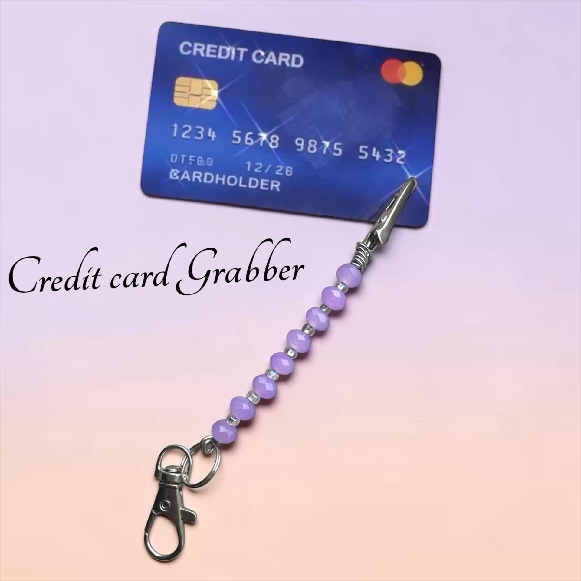 Ocean Crystal ATM Card Clip – Long Nail Helper – Blue & Teal Beaded Card Grabber – Choose Your Color