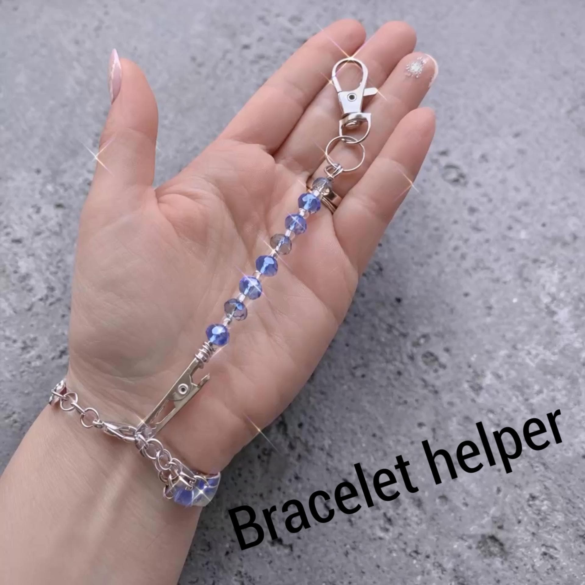 Ocean Crystal ATM Card Clip – Long Nail Helper – Blue & Teal Beaded Card Grabber – Choose Your Color