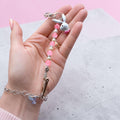 Aide bracelet perles roses avec breloque lapin Playboy, accessoire porte-clés attrape-carte