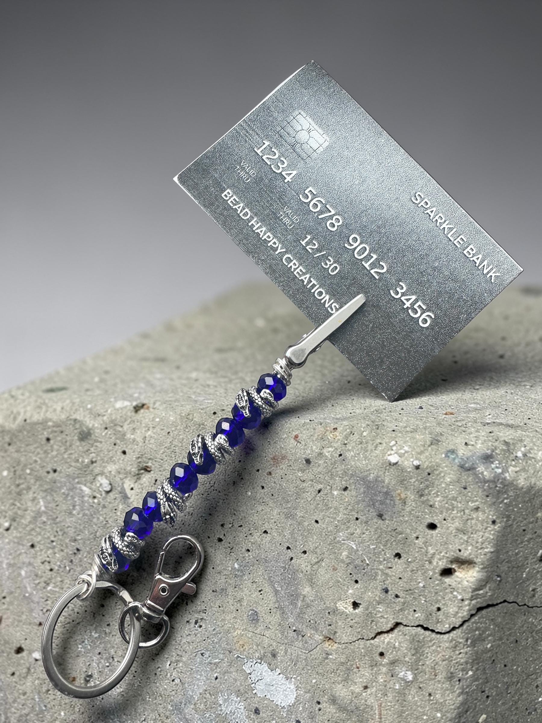 Atm card clip ,Blue Crystal Snake Card Grabber, Long Nail Helper Tool, Beaded Debit Card Puller