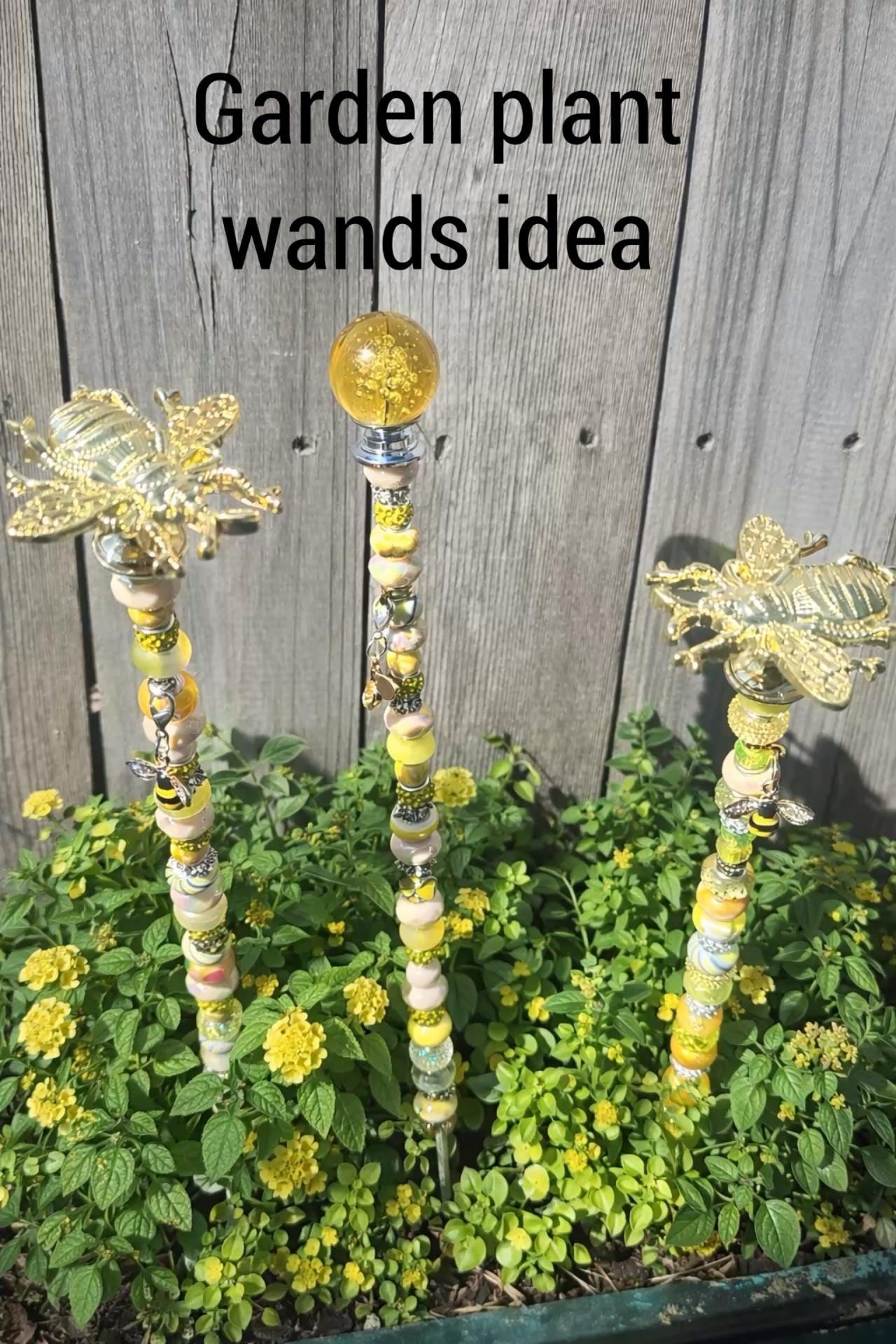 Handmade Bee Garden Stakes, European Bead Floral Decor (Set of 3) spring home decor