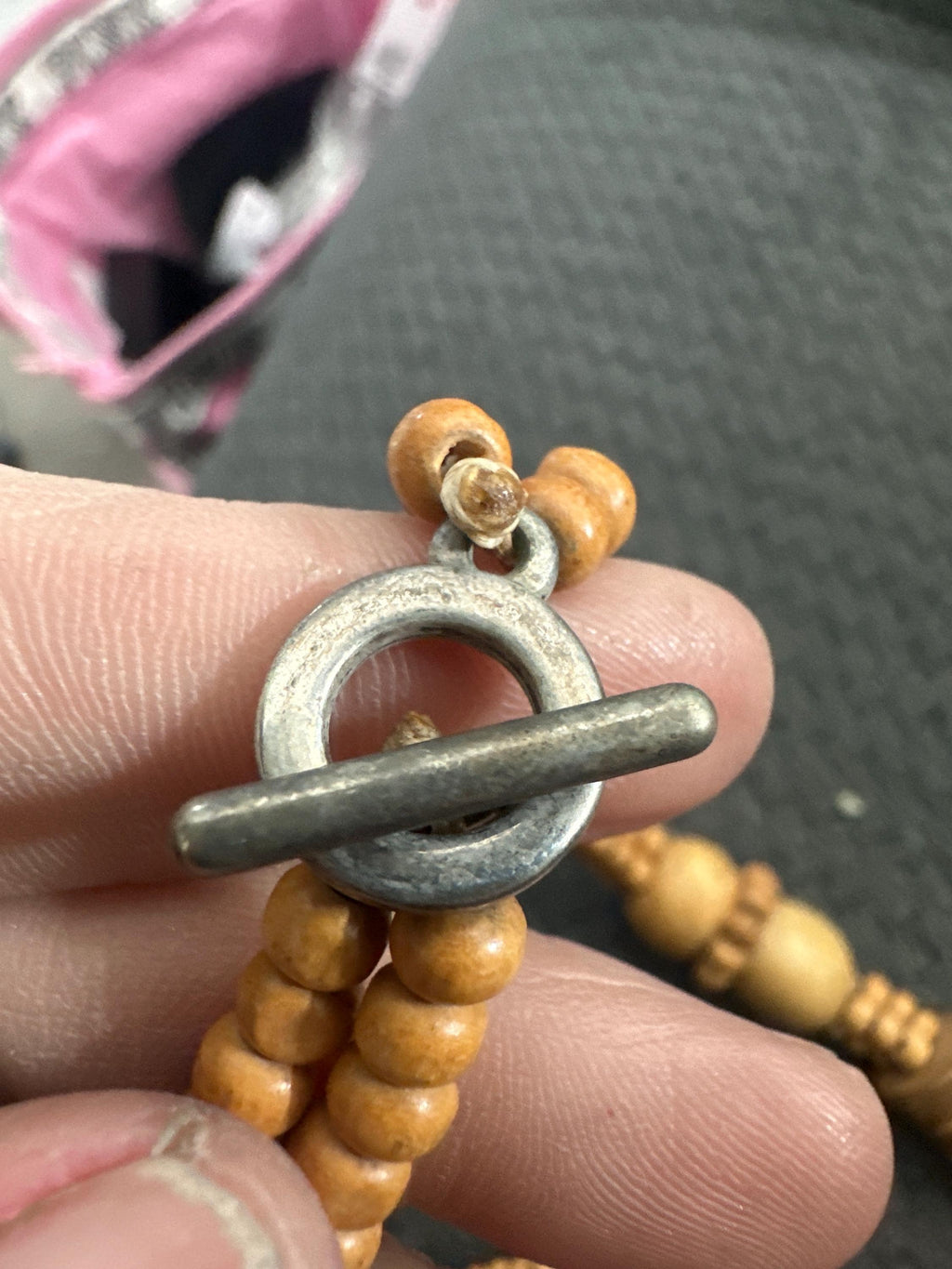 Boho Wooden Bead Necklace with Banded Agate Pendant | Earth Tone Statement Jewelry