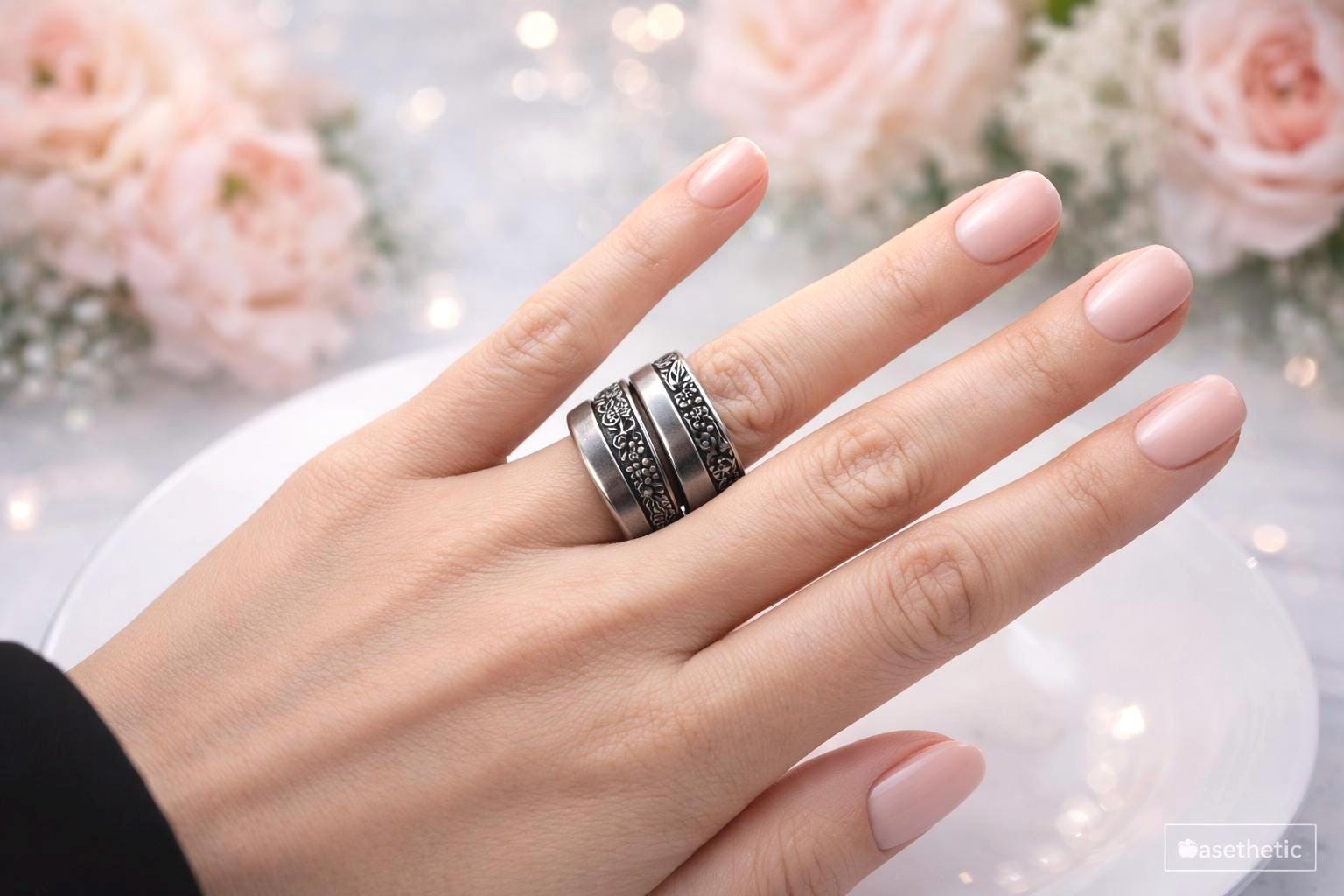 Vintage Coventry Floral Spoon Ring – Upcycled Stainless Steel Jewelry – Pick Size