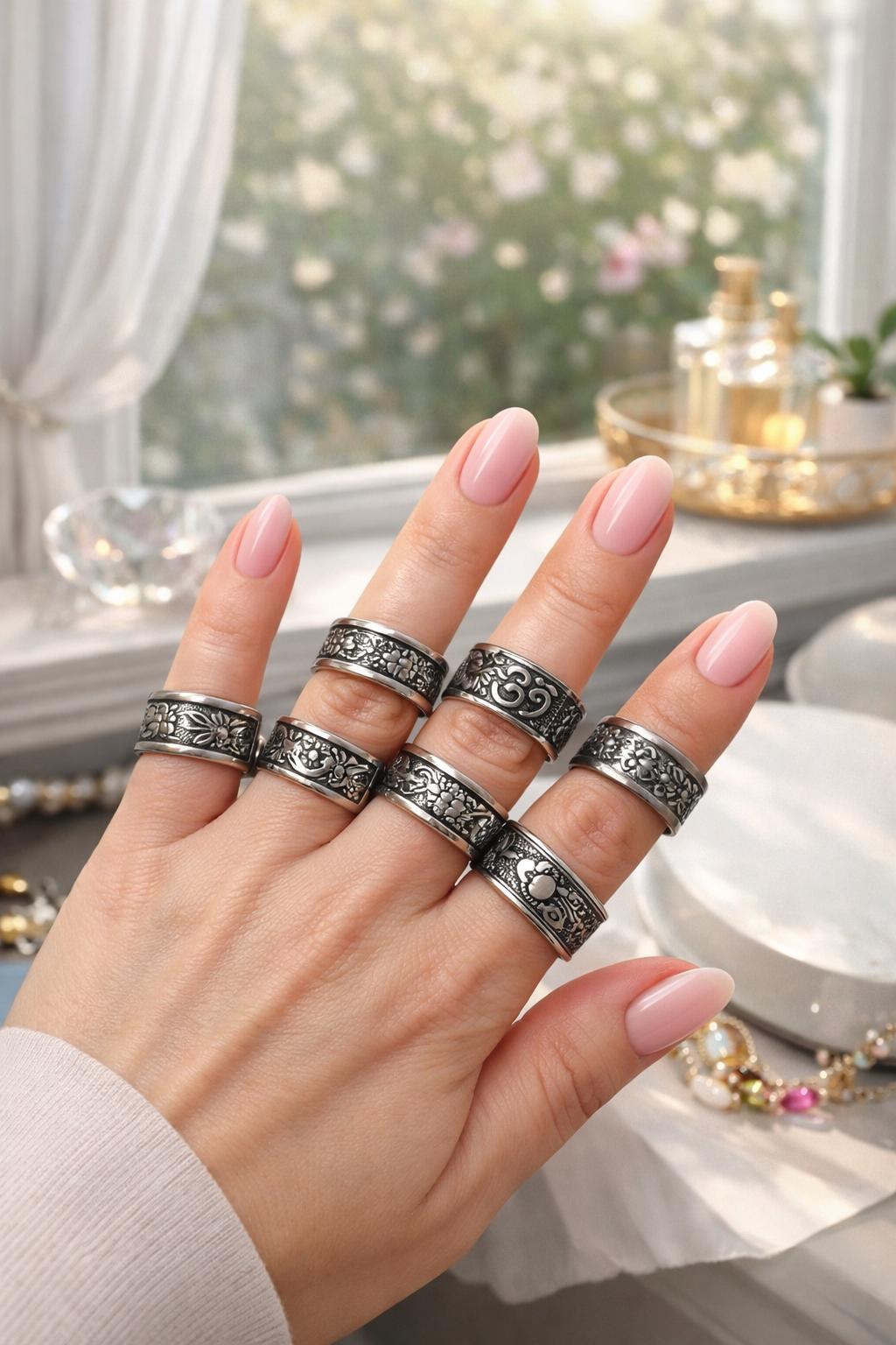 Mystery Ring stainless steel – Floral Engraved Band Ring – Choose Your Size – Vintage  Ring – Gift for Her – Everyday Jewelry