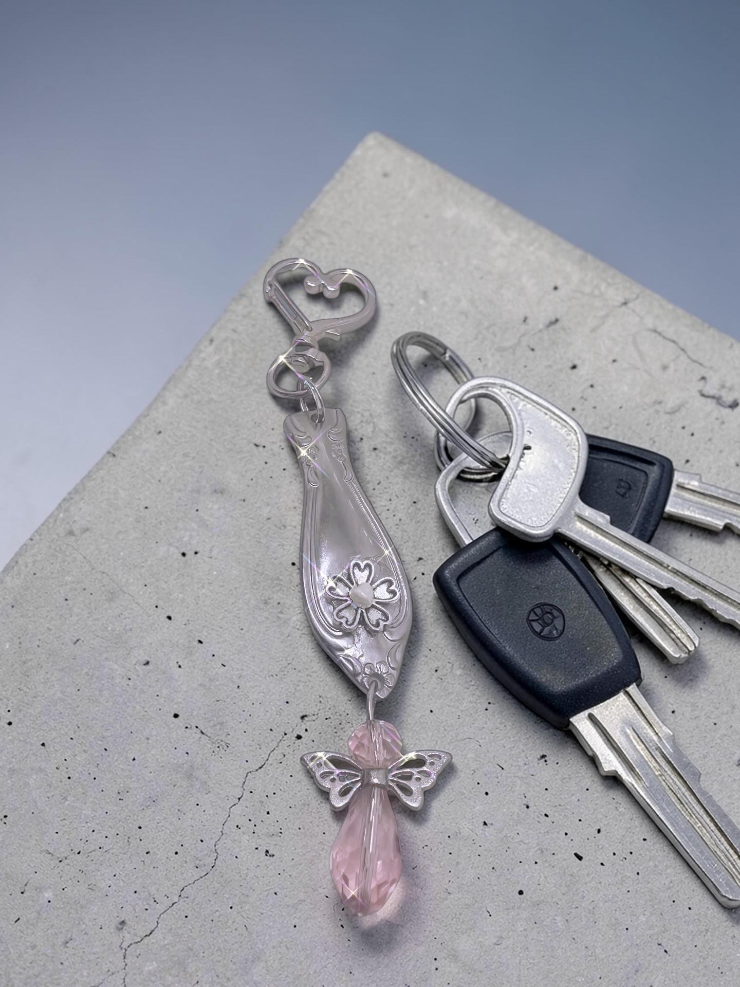 Handmade Angel Luggage Zipper Pull – Vintage Spoon Charm, Crystal Travel Bag Accessory
