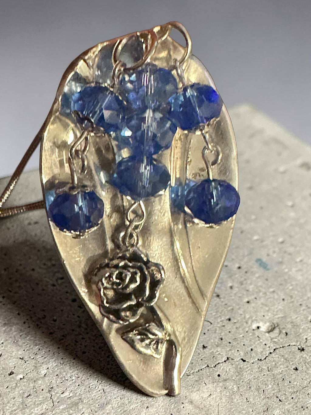 Upcycled Silver Plated Spoon Pendant Necklace, Vintage Floral Silverware Jewelry