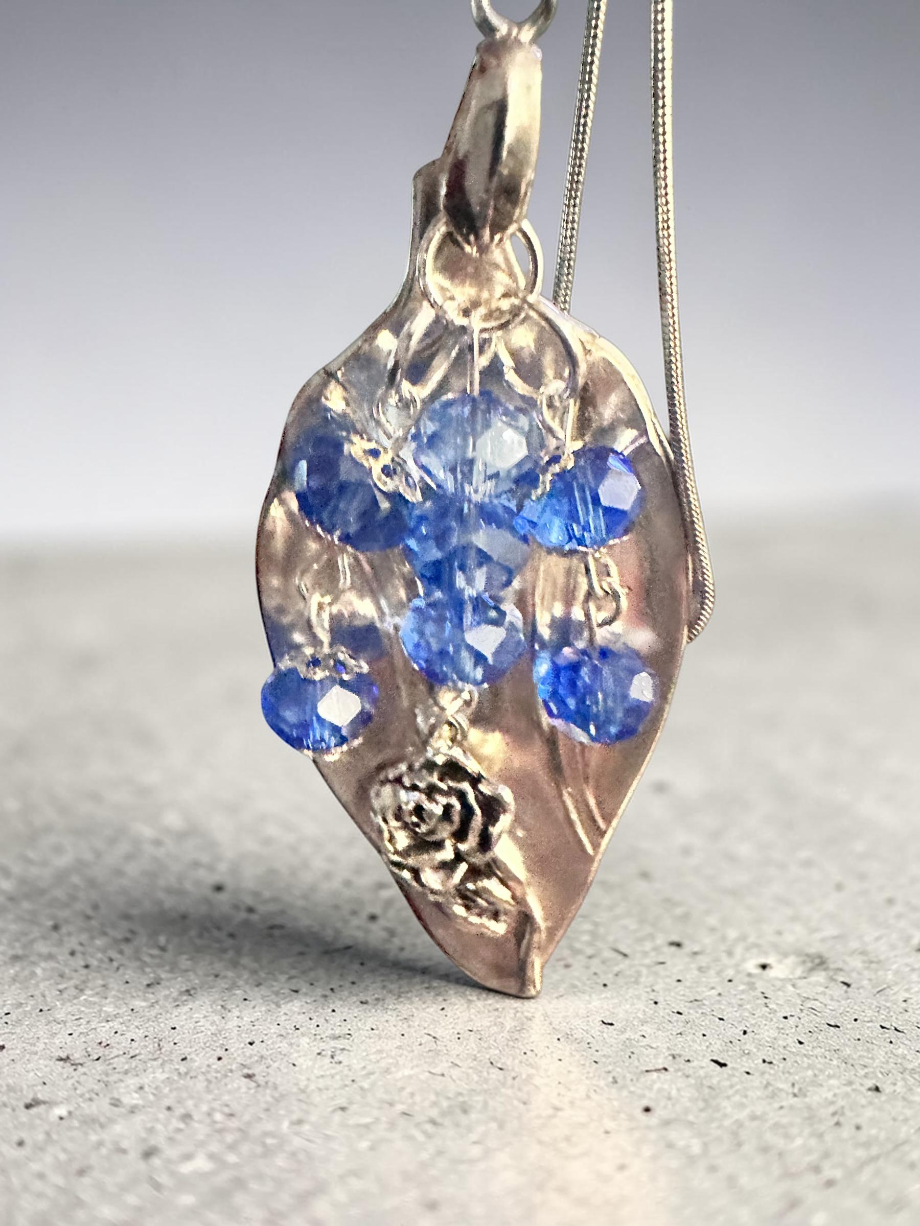 Upcycled Silver Plated Spoon Pendant Necklace, Vintage Floral Silverware Jewelry