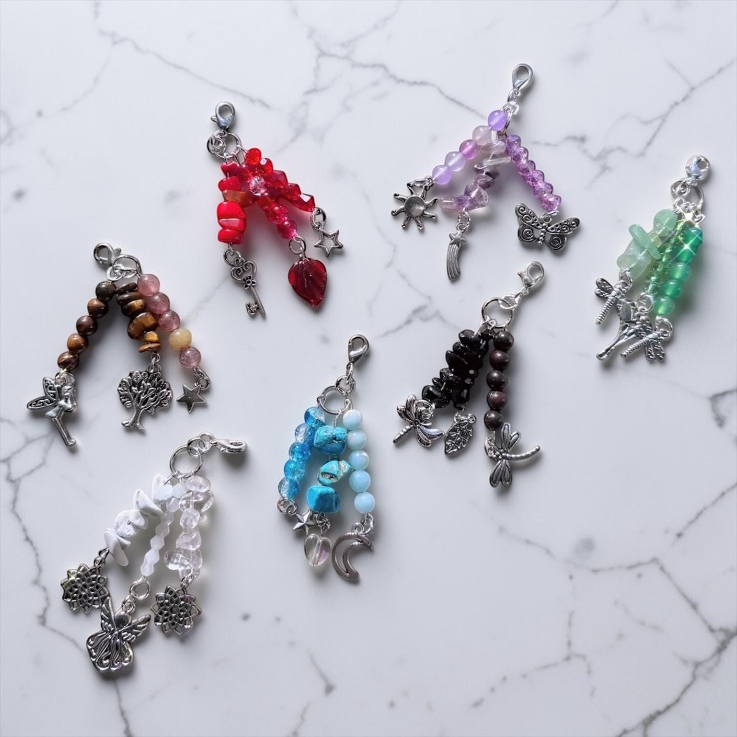 Beaded Journal Charm Dangles | Crystal Notebook Accessories, Planner Clip Charms
