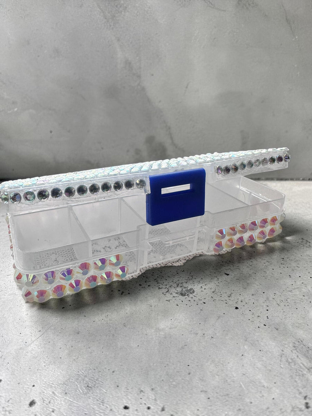 Hand-Decorated Rhinestone Organizer Box, Lace Jewelry Trinket Storage Case