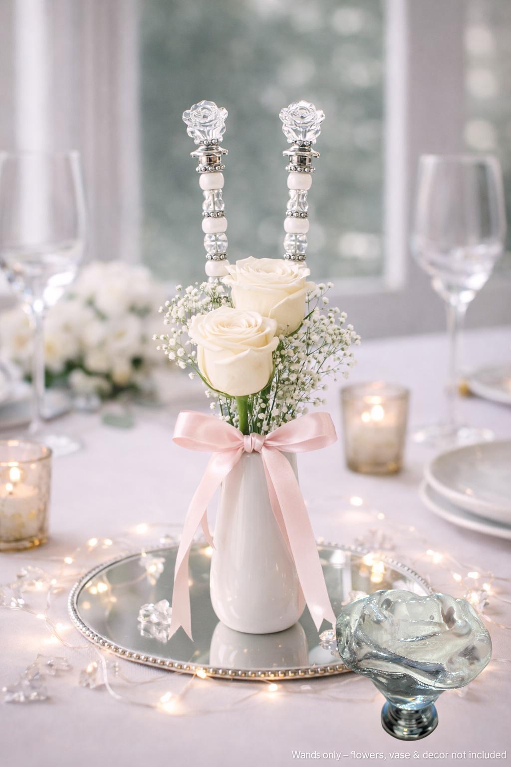 Handmade Beaded Fairy Wand, Wedding Centerpiece, Bridesmaid Bouquet Decor, 14 Inch Topper Choice