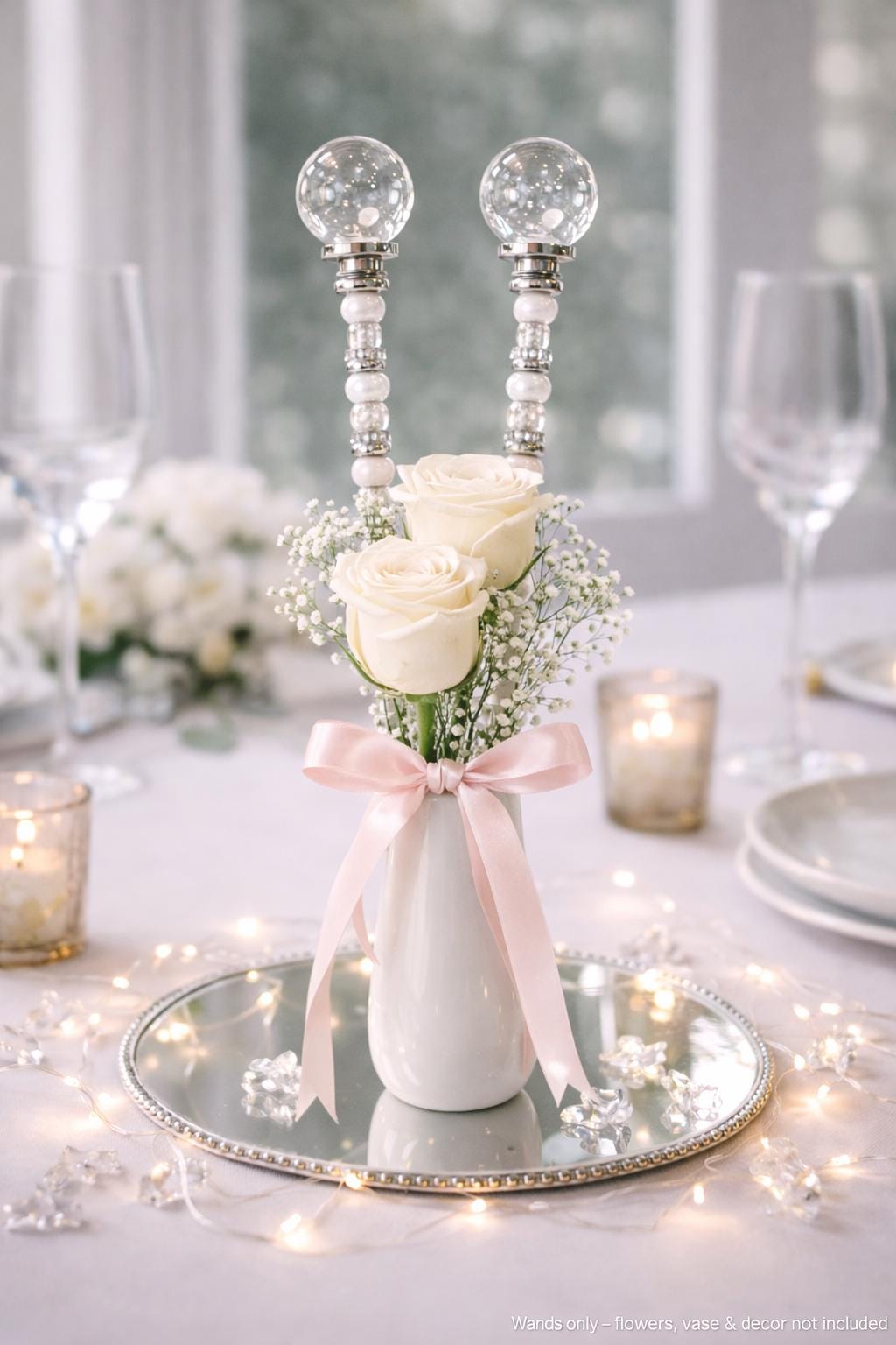 Handmade Beaded Fairy Wand, Wedding Centerpiece, Bridesmaid Bouquet Decor, 14 Inch Topper Choice