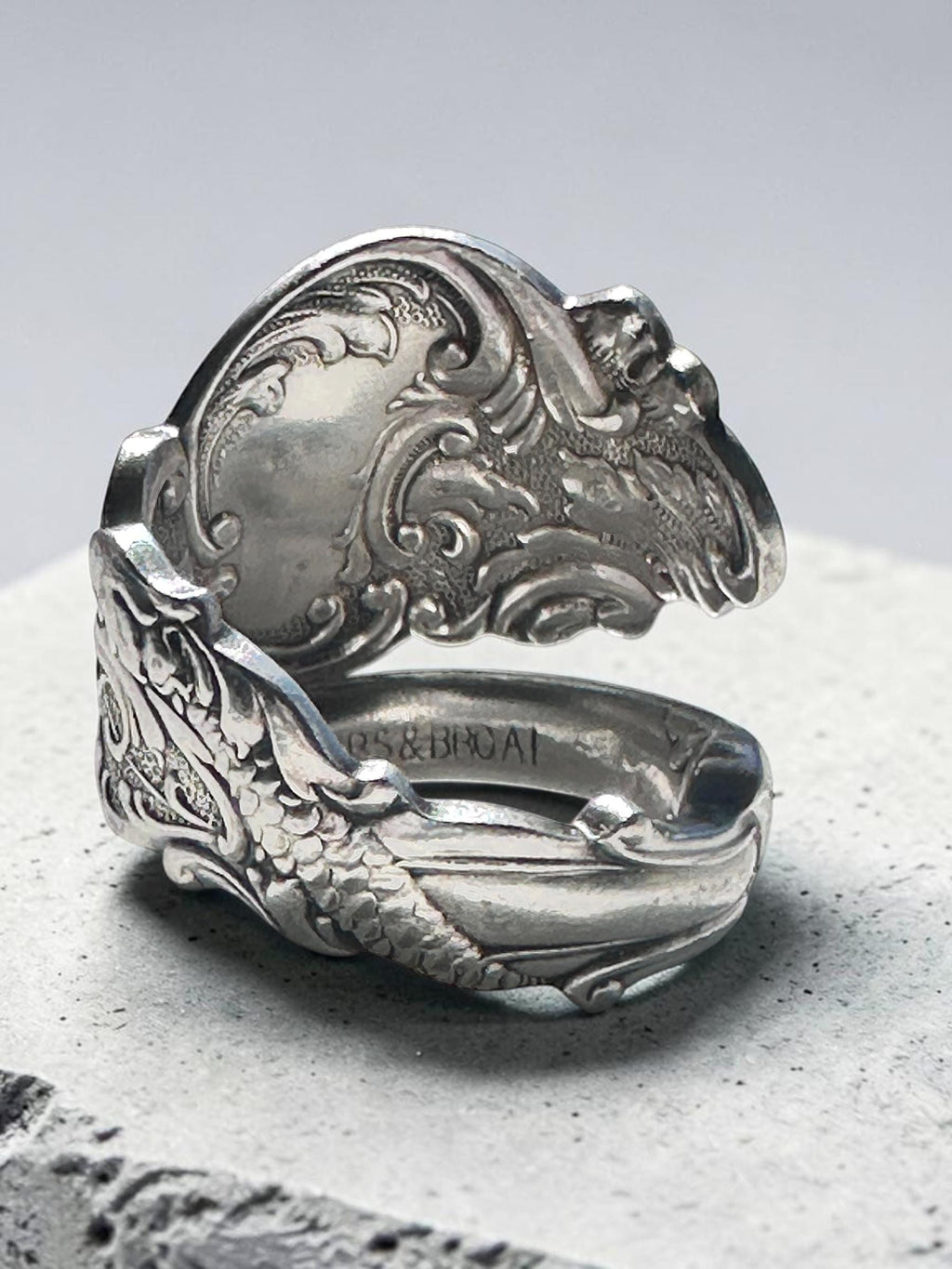 Vintage Silver Plated Spoon Ring | Rogers & Bro Floral Scroll Statement Ring