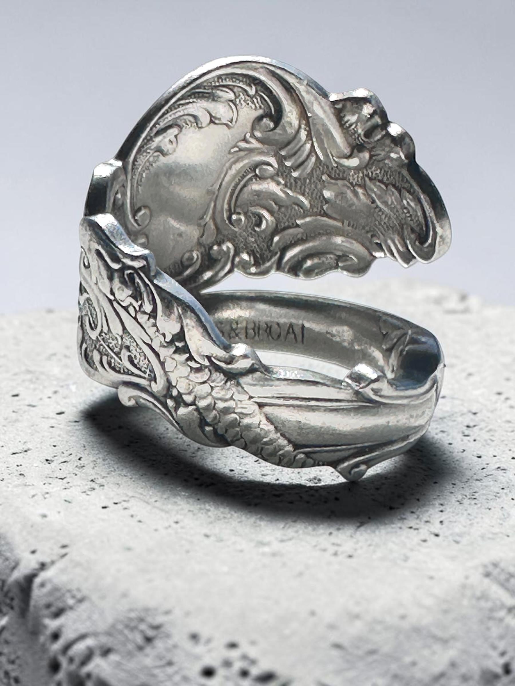 Vintage Silver Plated Spoon Ring | Rogers & Bro Floral Scroll Statement Ring