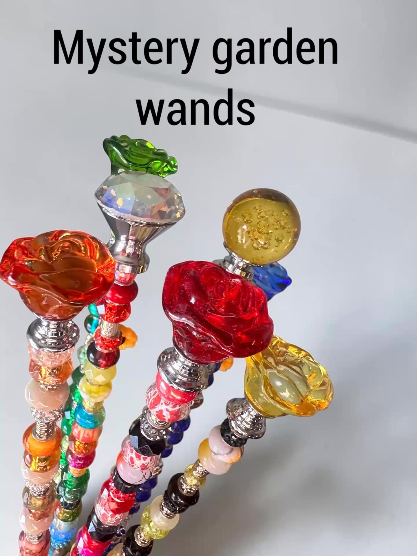 Garden fairy wands beaded  Colorful Plant Decor, Mystery Glass Toppers spring home decor