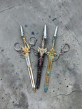 Handmade Fantasy Sword ATM Card Clip Keychain, Long Nail Helper, Gamer Accessory