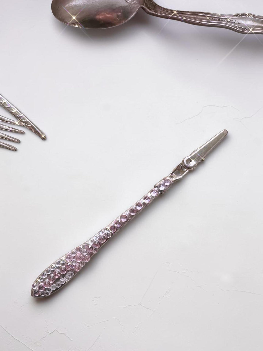 Crystal Bling Bracelet Helper, Upcycled Spoon Handle Card Clip, Zipper Pull Tool