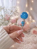 Handmade Blue ATM Card Grabber Keychain, Long Nail Helper, Beaded Debit Card Clip, jewelry fastener