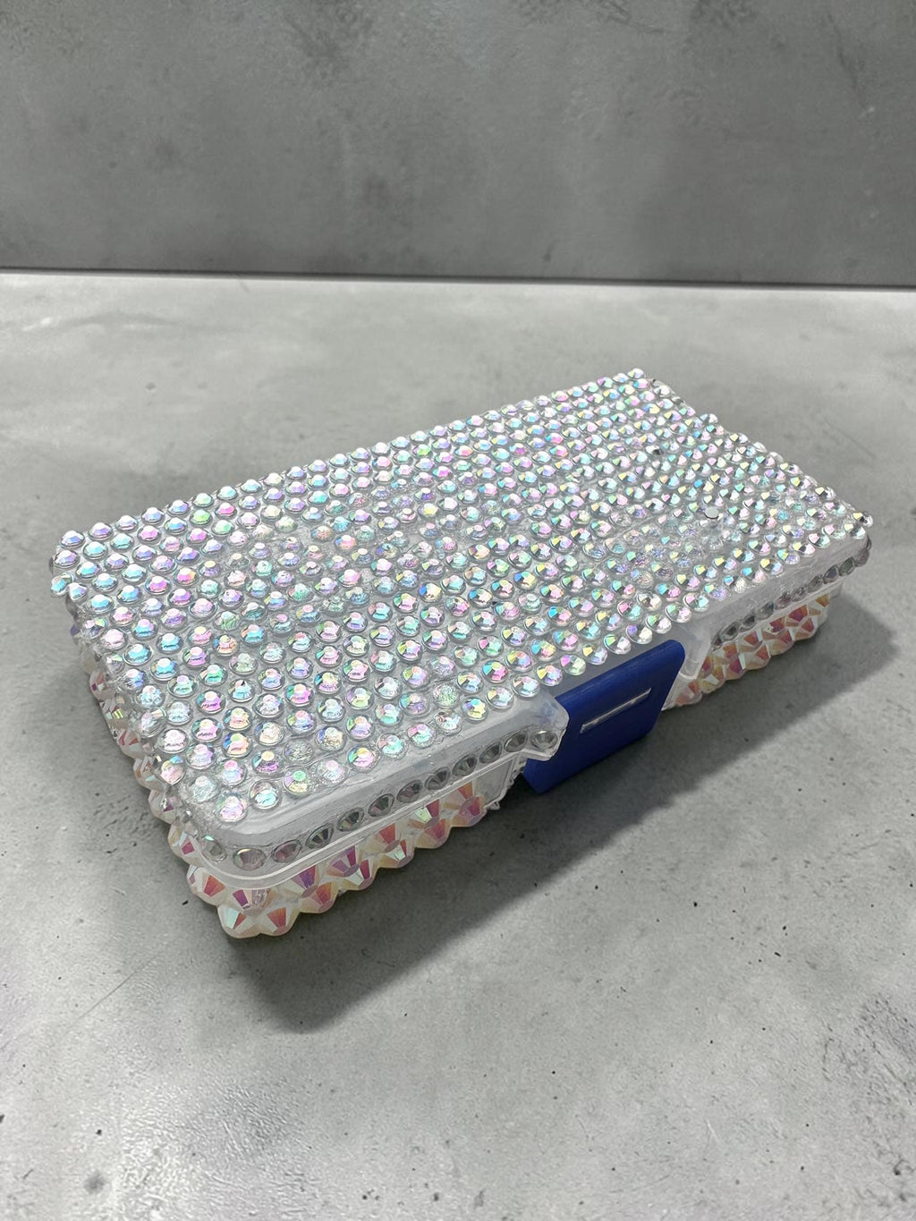 Hand-Decorated Rhinestone Organizer Box, Lace Jewelry Trinket Storage Case