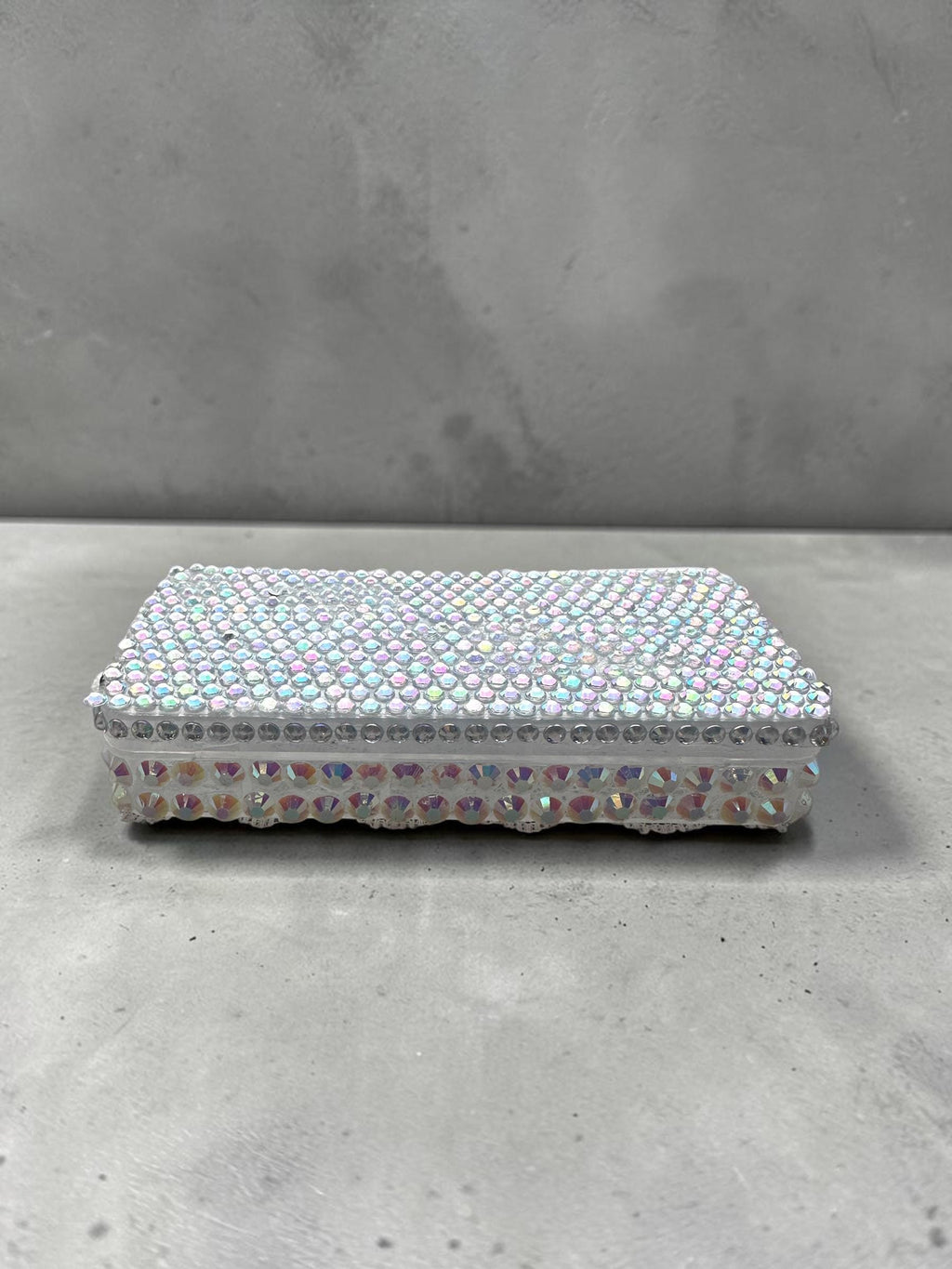 Hand-Decorated Rhinestone Organizer Box, Lace Jewelry Trinket Storage Case