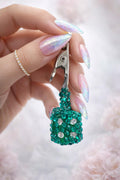 Emerald Green Rhinestone ATM Card Clip, Handmade Bling Grabber, Bracelet Helper, Purse Charm