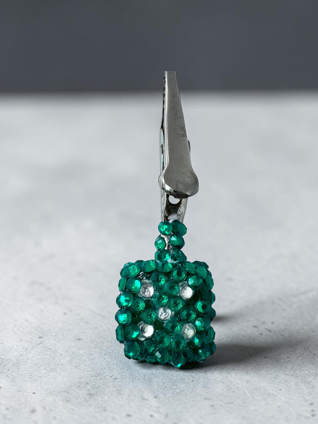 Emerald Green Rhinestone ATM Card Clip, Handmade Bling Grabber, Bracelet Helper, Purse Charm