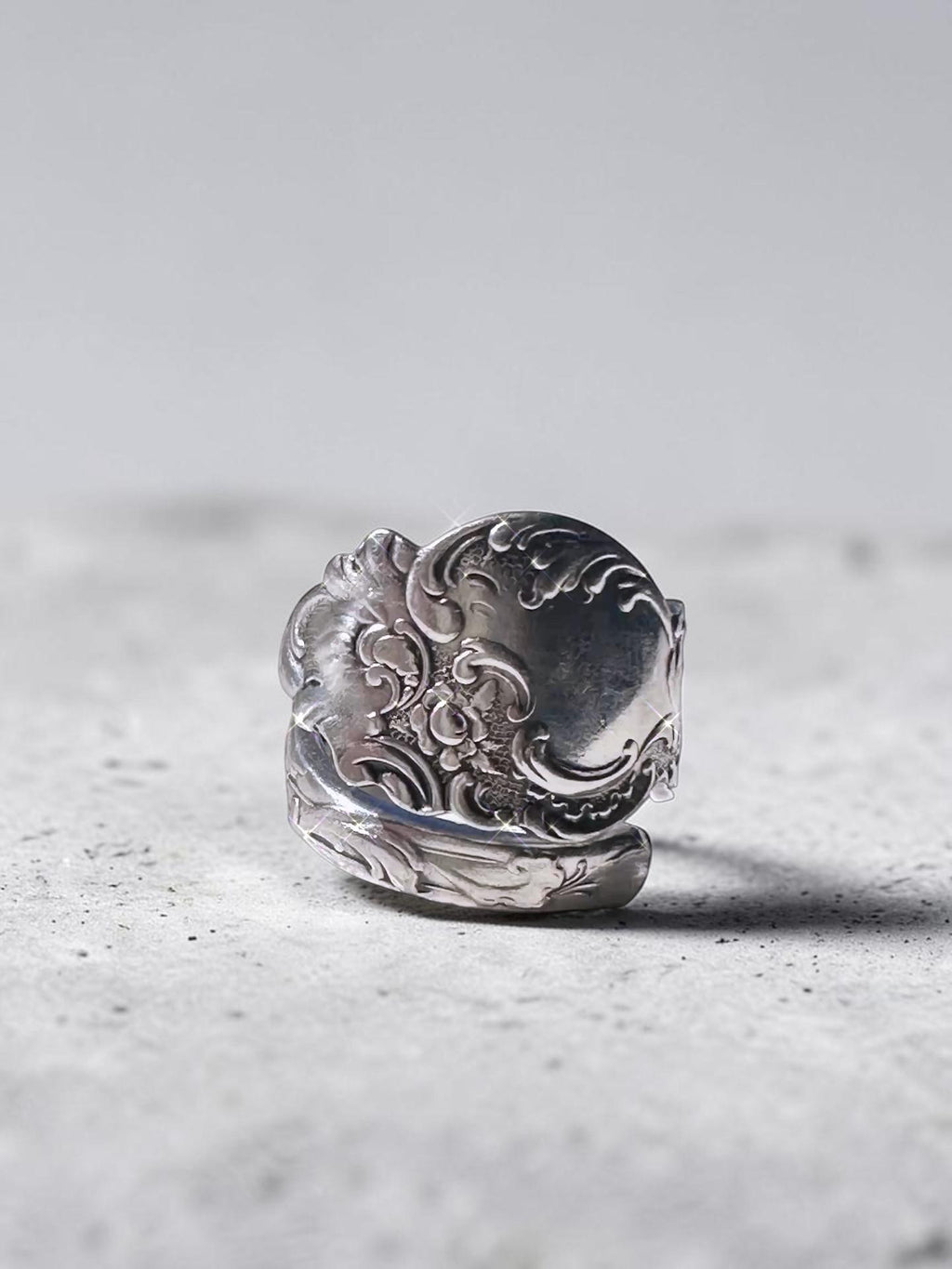 Vintage Silver Plated Spoon Ring | Rogers & Bro Floral Scroll Statement Ring