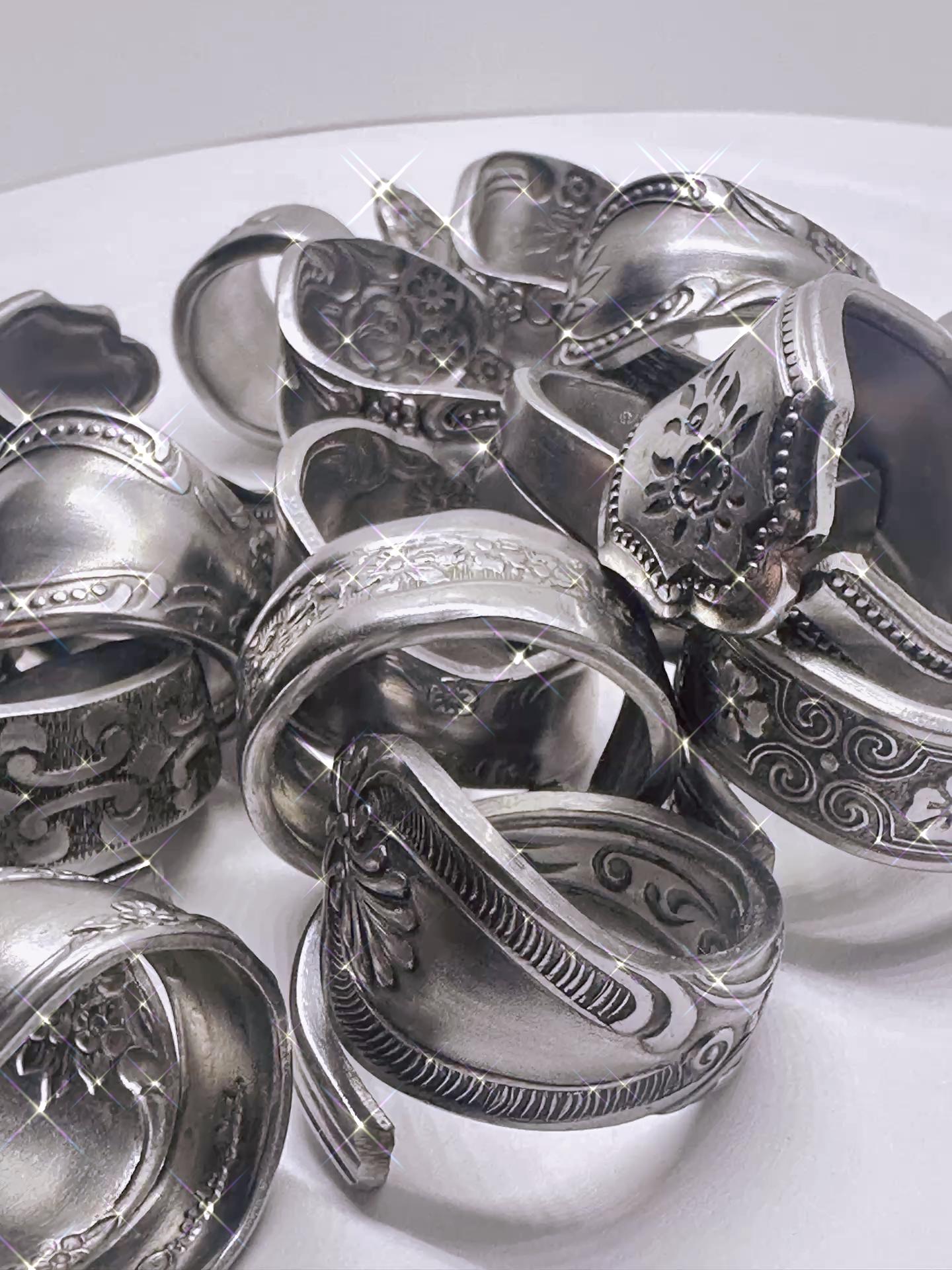 Mystery Spoon Ring Bundles – Vintage Stainless Steel, Silver Plated Mix. 10/20/40/60 qtys available whole sale