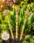 Handmade Bee Garden Stakes, European Bead Floral Decor (Set of 3) spring home decor