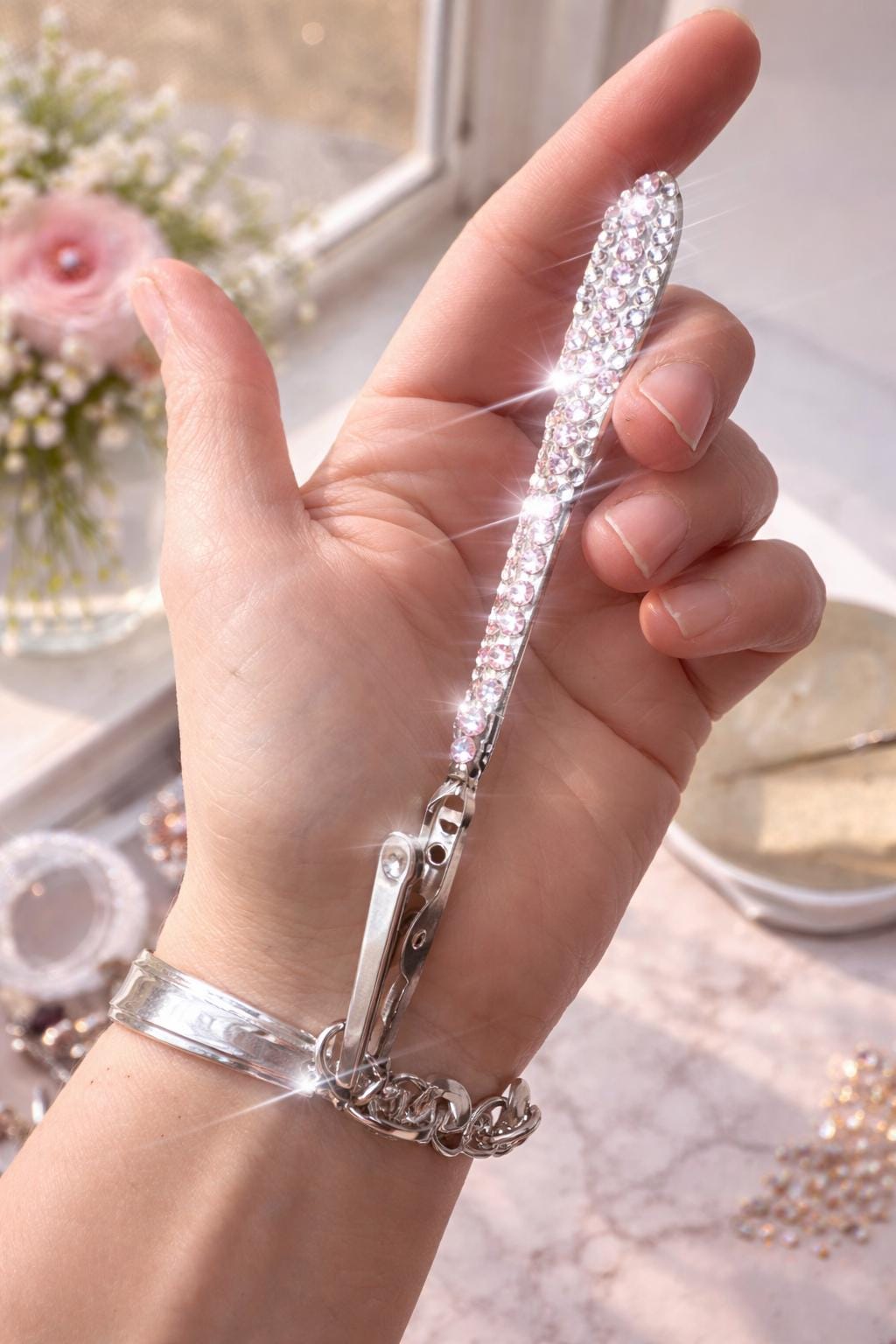 Crystal Bling Bracelet Helper, Upcycled Spoon Handle Card Clip, Zipper Pull Tool