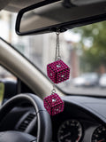Bling Crystal Dice Charm – Dual Purpose ATM Card Grabber, Rear View Mirror Decor