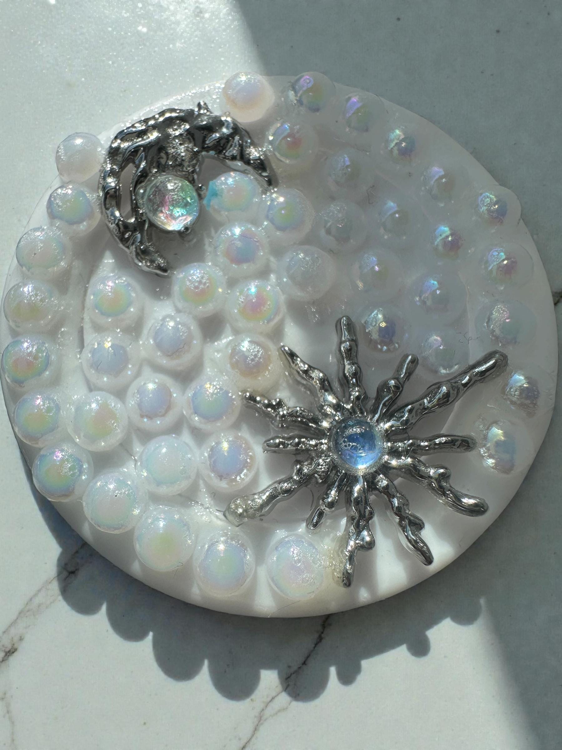 Sparkling Crystal Decor Jar, Rhinestone mini Container, Handmade Glam Storage Jar, Vanity Organizer, Gift for Her, star and moon