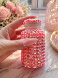 Bling Pill Bottle with Free Crystal Repair Kit | Light Pink AB Rhinestones | Sparkly Pill Case | Glam Medication Holder