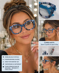 Blue Crystal Bling Reading Glasses | Sparkly Readers +1.75 | Rhinestone Eyeglasses | Includes Free Crystal Repair Kit