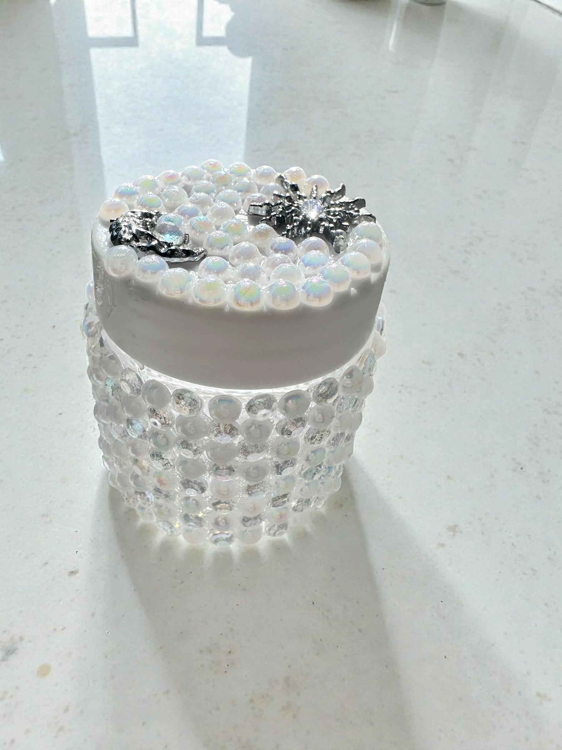 Sparkling Crystal Decor Jar, Rhinestone mini Container, Handmade Glam Storage Jar, Vanity Organizer, Gift for Her, star and moon