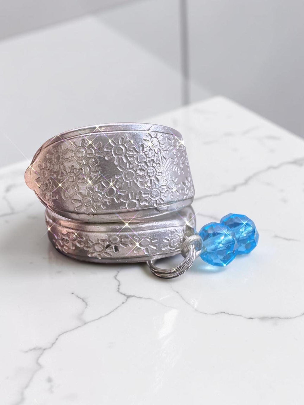 Hand Stamped Sun Spoon Ring – Adjustable Vintage Silverware Ring, Choose Size 6-10, Upcycled Flatware Jewelry