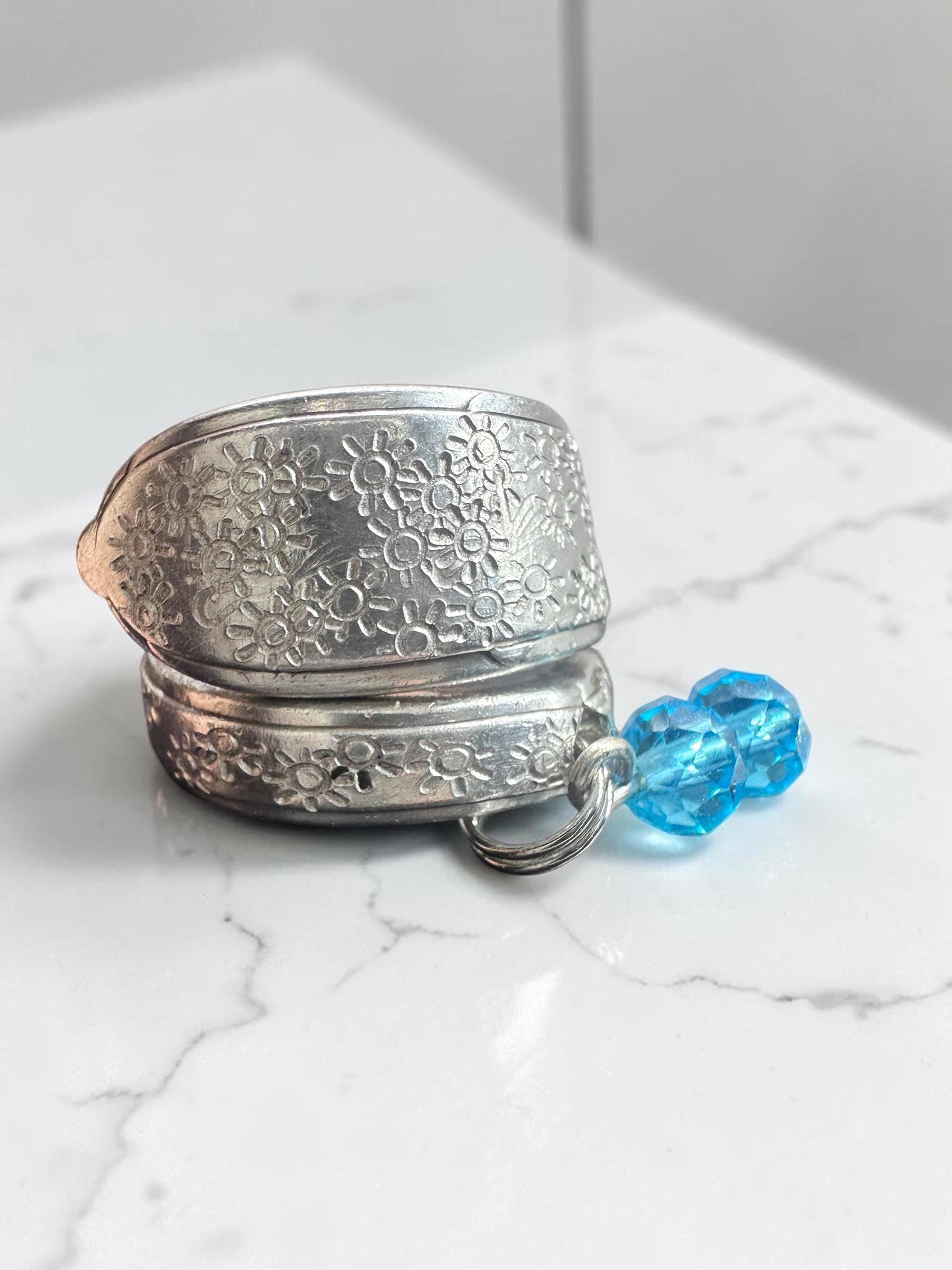 Hand Stamped Sun Spoon Ring – Adjustable Vintage Silverware Ring, Choose Size 6-10, Upcycled Flatware Jewelry