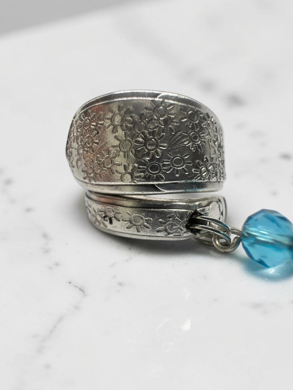 Hand Stamped Sun Spoon Ring – Adjustable Vintage Silverware Ring, Choose Size 6-10, Upcycled Flatware Jewelry