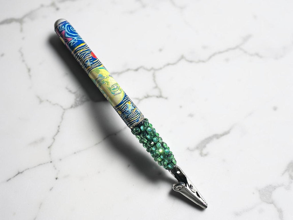 Green Celestial ATM Card Clip, Bracelet Helper, Long Nail Helper, Card Grabber, Purse Charm, Rhinestone Accessory