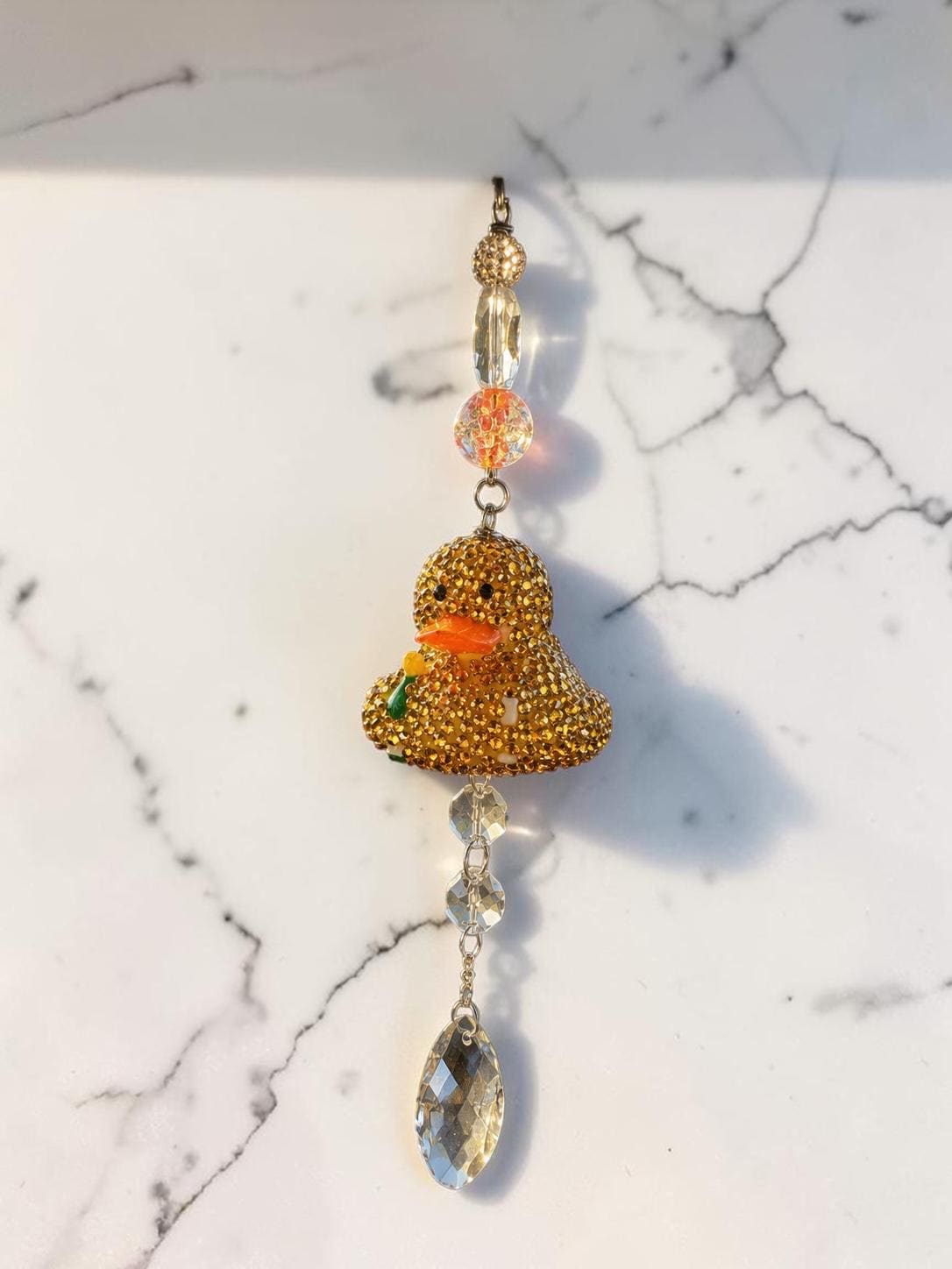 Rubber Ducky Rear view Mirror Charm bling , Cute Car Hanging Decor, Crystal Sun Catcher Car Accessory, Fun Duck Ornament, Gift for Driver