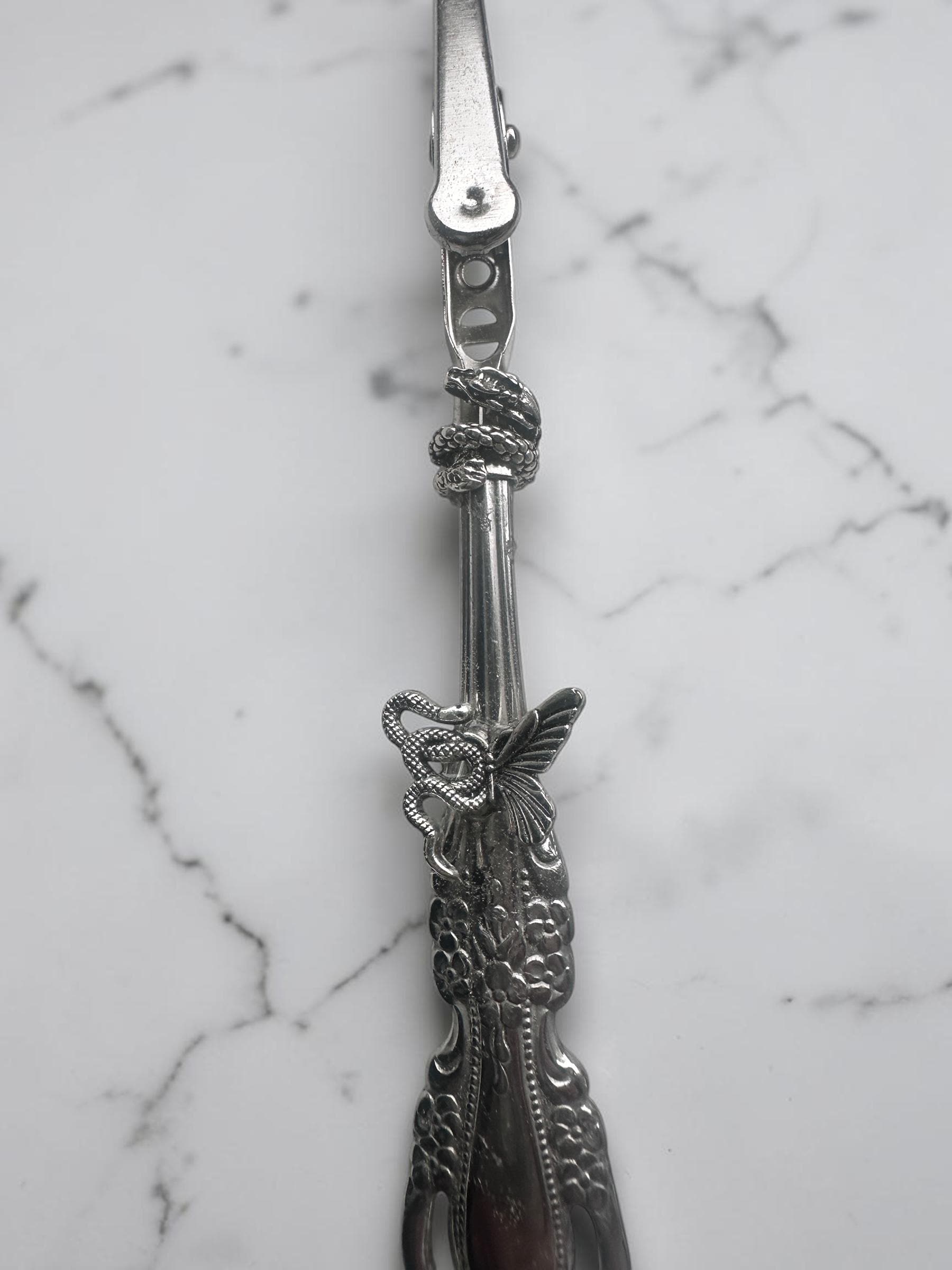 Vintage Spoon Handle ATM Card Clip Keychain – Handmade Long Nail Helper, Credit Card Grabber, Purse Charm, Upcycled Flatware Accessory