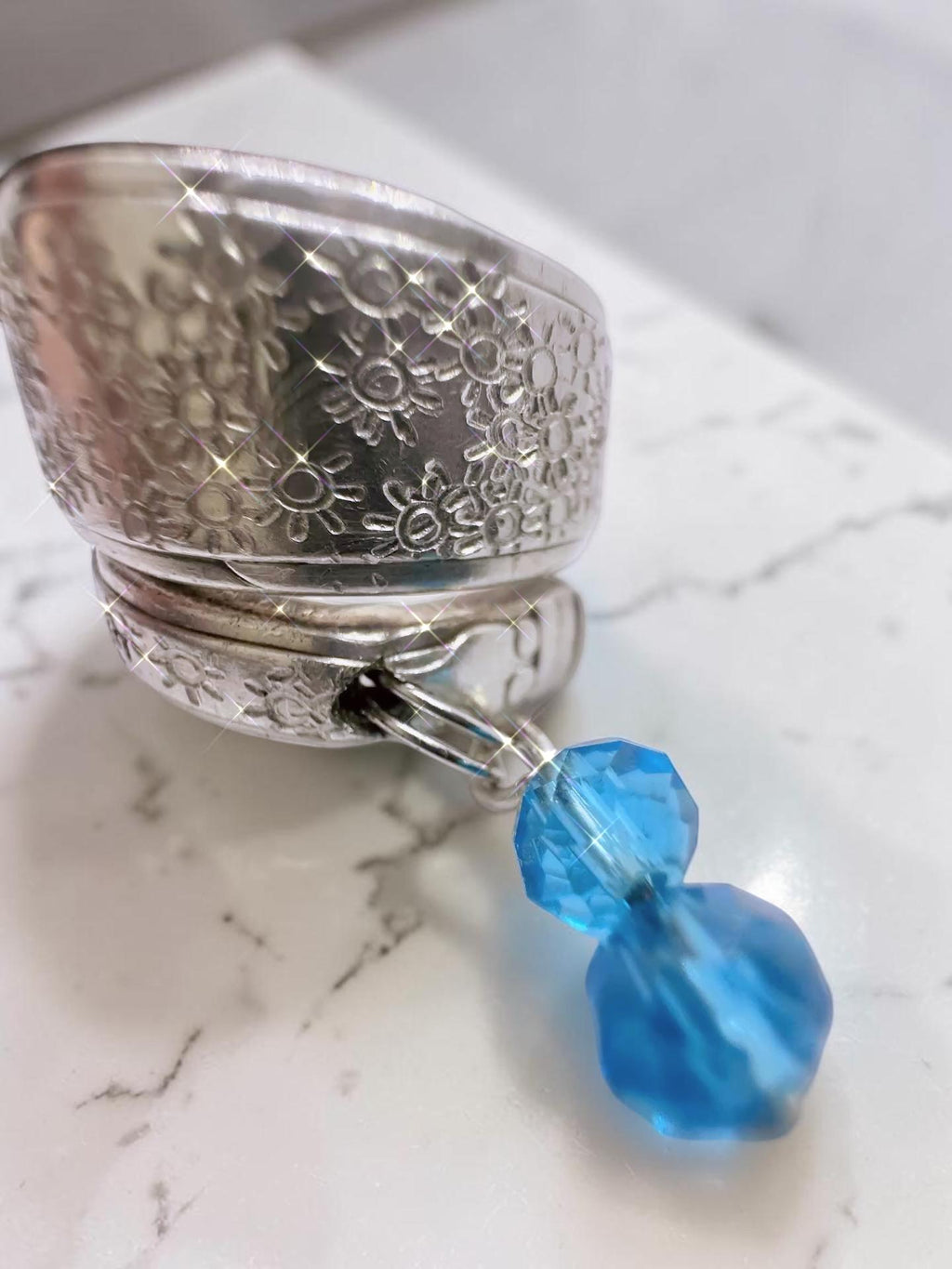 Hand Stamped Sun Spoon Ring – Adjustable Vintage Silverware Ring, Choose Size 6-10, Upcycled Flatware Jewelry